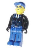 LEGO 4j008 Police - Blue Legs, Black Jacket, Blue Cap, Sunglasses