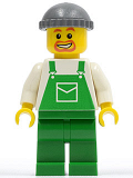 LEGO ovr027 Overalls Green with Pocket, Green Legs, Dark Bluish Gray Knit Cap, Beard